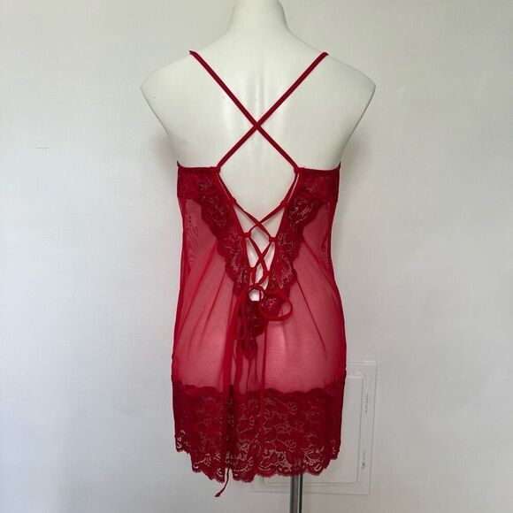 Shirley of Hollywood Sexy Red Lace Teddy - Picture 2 of 9